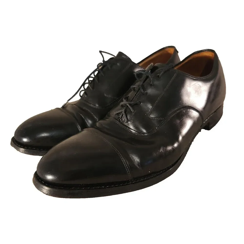 Johnston & Murphy Mens 10D Black Leather Dress Shoes Oxford Classic Formal